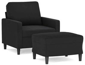 vidaXL fekete bársony kanapéfotel lábtartóval 60 cm