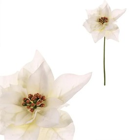 Karácsonyi rózsa virág szálon, 2 db, krém színű,32 cm