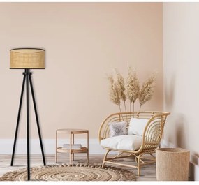 Duolla - Állólámpa ROLLER 1xE27/15W/230V átm. 45 cm rattan/fekete