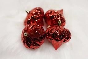 Piros felfüggeszthető karácsonyfadíszek 4db 8cm