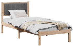 Ágykeret Kárpitozott Fejtámlával Sötétszürke 75 x 190 cm