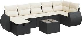 vidaXL 8 részes fekete polyrattan kerti ülőgarnitúra párnákkal