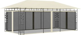 vidaXL krémszínű pavilon szúnyoghálóval 6 x 3 x 2,73 m