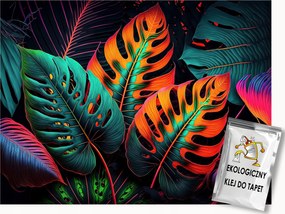 Fotótapéta Flizelina Trópusi Növények Dzsungel Levelek Neon 200x140 ragasztó