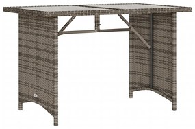 vidaXL szürke polyrattan üveglapos kerti asztal 110x68x70 cm