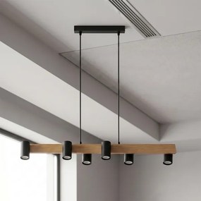 Brilagi - LED RGBW fényerőszabályozható kábelre függesztett csillár SELE 6xGU10/6,5W/230V fekete/tölgy