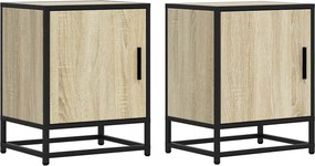 vidaXL éjjeliszekrények 2 db Sonoma tölgy 40x31x50 cm Gépi fa és fém