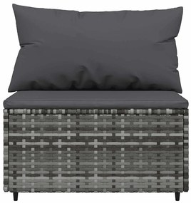 3 részes szürke polyrattan kerti ülőgarnitúra párnákkal