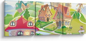 Kép - színes város (órával) (90x30 cm)