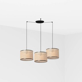 Faro Mambo függeszték fekete/rattan, átmérő 320 mm, 3xE27