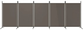5 paneles antracitszürke szövet térelválasztó 433x180 cm
