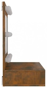 füstös tölgy színű tükrös szekrény LED-ekkel 60 x 31,5 x 62 cm