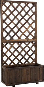 Outsunny Emelt Kerti Ágyás Virágláda Trellisszel, Facsemete 72,5x31,5x149,5 cm Teraszhoz, Balconhoz, Mászó Növényekhez és Virágokhoz, Barna | Aosom