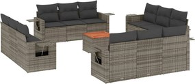 vidaXL 13 részes szürke polyrattan kerti ülőgarnitúra párnákkal