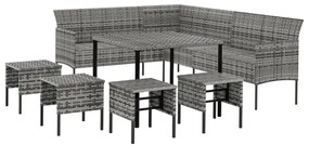 6 részes szürke polyrattan kerti étkezőgarnitúra párnákkal