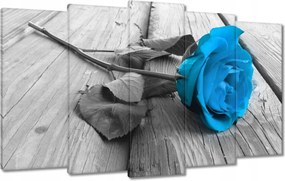 Vászonkép 100x60 Kék rózsa a deszkákon