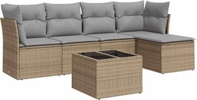 vidaXL 6 részes bézs polyrattan kerti ülőgarnitúra párnával