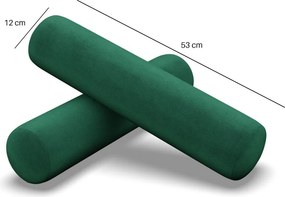 Görgős párna, 2 db, hab töltet, bársony, zöld