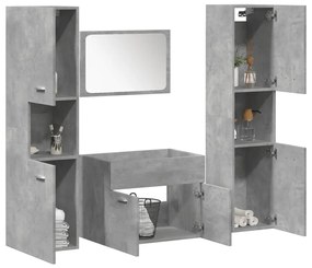4 részes betonszürke szerelt fa fürdőszobai bútorszett