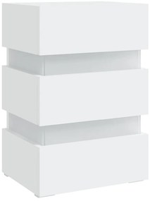 Fehér szerelt fa LED-es éjjeliszekrény 45 x 35 x 67 cm