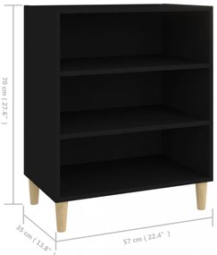 fekete forgácslap tálalószekrény 57 x 35 x 70 cm