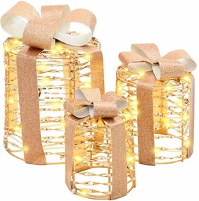 vidaXL Ajándékdoboz Dekoráció 3 pcs Meleg fehér 20 x 20 x 20 cm PET