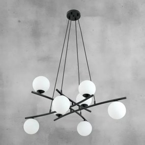 Csillár zsinóron ESSA 8xE14/10W/230V fekete/fehér