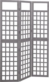 vidaXL 3 paneles szürke tömör fenyő térelválasztó/lugasrács 121x180 cm