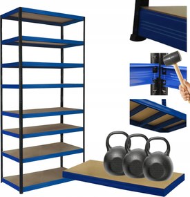 Tárolószekrény fém állvány Helios 270x110x35cm 8Px350kg Tömör Kék