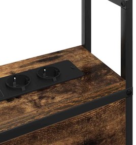 Tárolós Fejtámla Töltő Állomással Füstölt tölgy 75 cm Faanyag