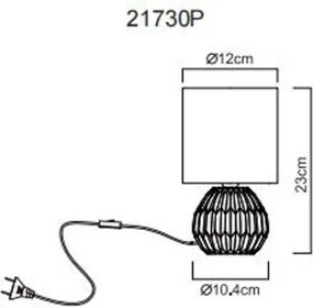 Globo 21730P Asztali lámpa, kerámia rózsaszín, textil rózsaszín, kábel PVC fehér, billenőkapcsoló a kábelen, ø: 120 mm, M: 230 mm, kábel hossza: 1300 mm, 1xE14 40W 230V izzó nélkül