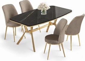 Lena étkezőgarnitúra, fekete márvány-arany, 160 cm – TR240CHR2872