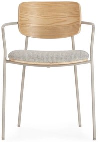 Világosszürke-natúr színű kárpitozott karfás étkezőfotel szett Nour – MOME