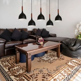 Csillár zsinóron NOAK WOOD 5xE27/15W/230V fekete/bükkfa