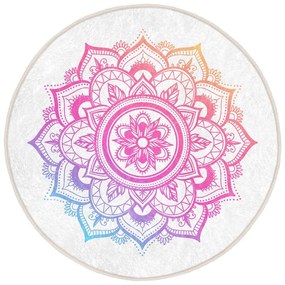 Fehér-rózsaszín mosható-robotporszívóval tisztítható kerek szőnyeg ø 100 cm Comfort – Mila Home