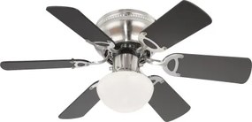 Globo 0307 Mennyezeti ventilátor matt króm test, bükk,grafitszürke MDF lapát, üveg búra, 1X60W E27, 50Hz, 3 fokozatú, 2 irányú forgás,láncos húzókapcsolóval