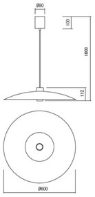 Redo 01-3020-LED LARS sodronykábeles csillár LED/14W/230V+LED/10W átm. 60 cm CRI90 narancssárga