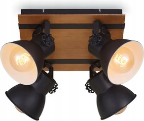 Briloner Tempa mennyezeti spotlámpa 4x E27, fekete/fa, 38 cm