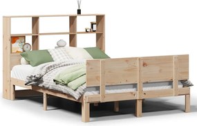 vidaXL tömör fenyőfa könyvespolcos ágy matrac nélkül 150 x 200 cm