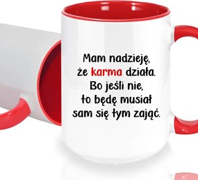 Bögre Fehér XXL Beltéri Piros Kerámia Vicces Ajándék Karma Működik