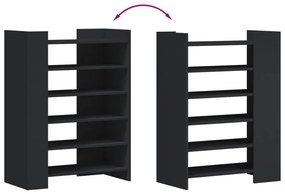 fekete szerelt fa cipőszekrény 74,5 x 37,5 x 100 cm