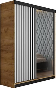 Malani 138 Tolóajtós Szekrény 138cm, Arany Tölgy-Fehér