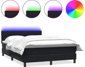 vidaXL fekete bársony rugós és LED-es ágy matraccal 160x220 cm