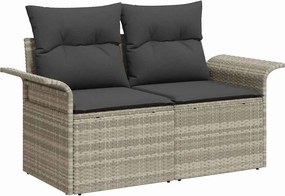vidaXL Kerti kanapé párnával Világosszürke 141 x 62 x 69 cm polirattan