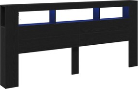 vidaXL LED ágytámla Fekete tölgy 220 x 18,5 x 103,5 cm Faanyag