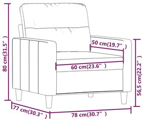 tópszínű szövet kanapéfotel 60 cm