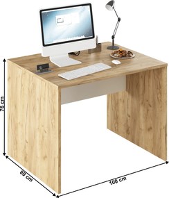 PC asztal, artisan tölgy/fehér, RIOMA TYP 12