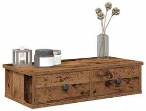 Falipolc fiókokkal régi fa 60x28x15 cm műszaki fa