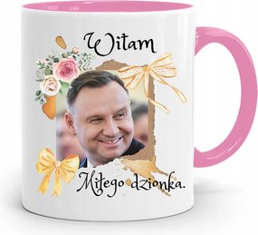Andrzej Duda Pis Rózsaszín Elnöki Bögre fényképes nyomattal