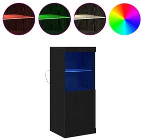 LED világítással rendelkező feketefenyő kis szekrény 41x37x100 cm